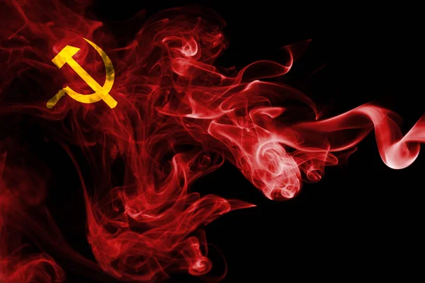 Komunistyczny dym Flaga narodowa — Zdjęcie stockowe
