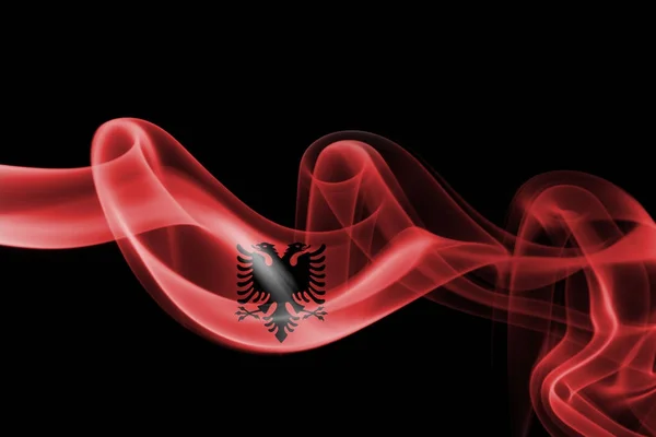 Albania smoke flag — Stock Photo, Image