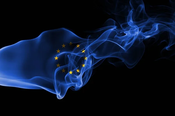 欧盟旗帜烟 — 图库照片
