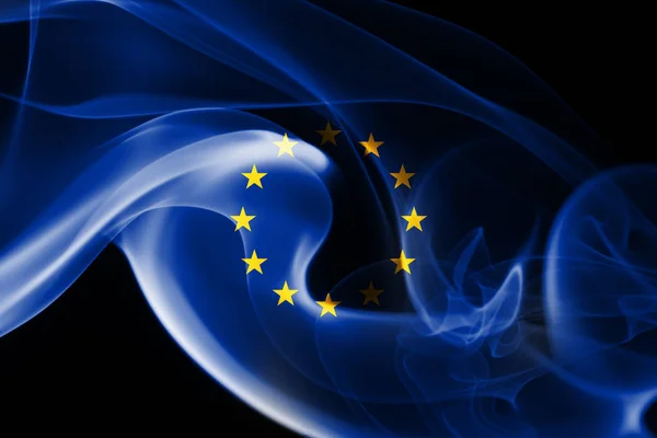 EU flagga rök — Stockfoto