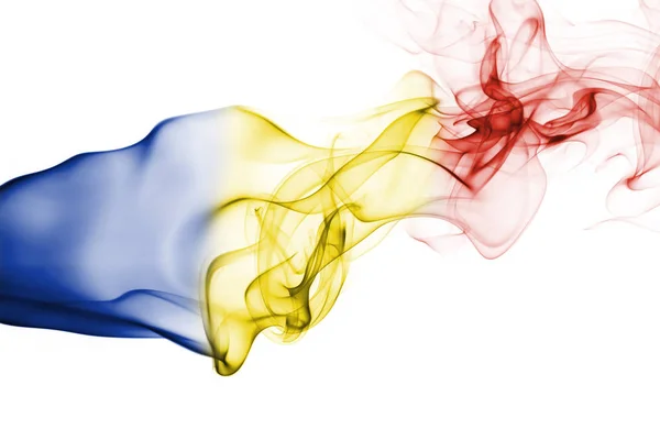 Romanya bayrağı duman — Stok fotoğraf