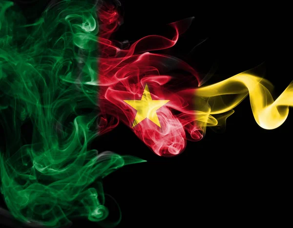 Kamerun Ulusal duman bayrak — Stok fotoğraf