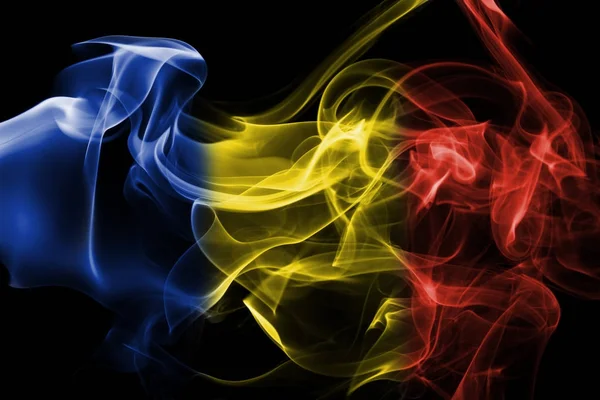 Roménia bandeira fumaça — Fotografia de Stock