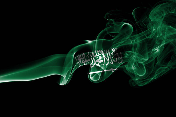 Saudi Arabia smoke flag isolated on a black background