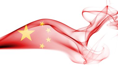 Beyaz bir arka plan üzerinde izole Çin bayrağı duman.