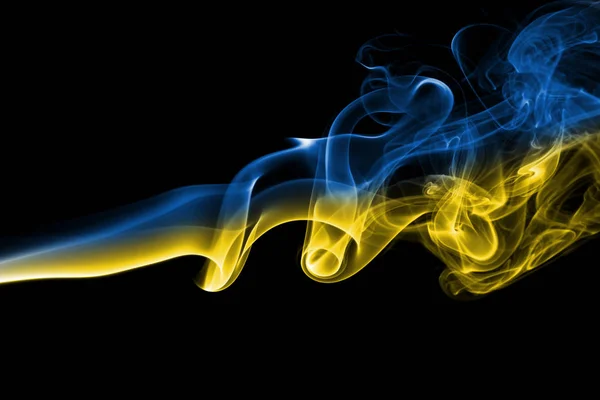 Ucrânia bandeira nacional do fumo — Fotografia de Stock