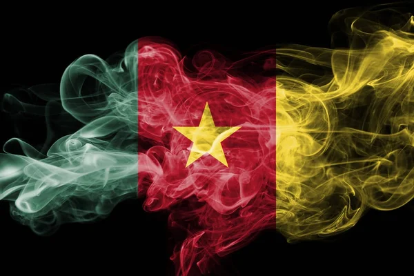 Kamerun státní vlajka kouře — Stock fotografie