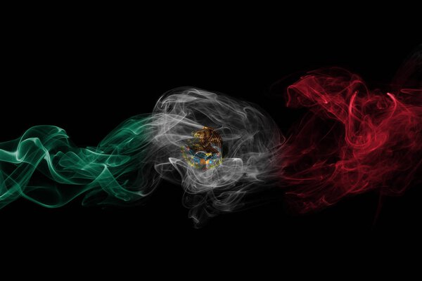 Mexico smoke flag isolated on a black background