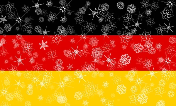 Deutschland Winterfahne mit Schneeflocken — Stockfoto
