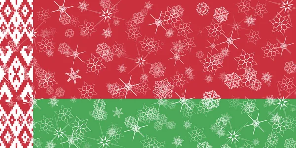 Biélorussie hiver drapeau flocons de neige — Photo