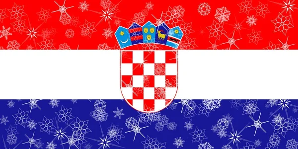 Chorvatsko zimní sněhová vločka vlajka — Stock fotografie