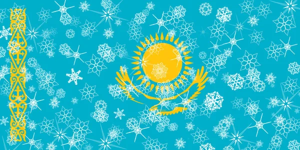 Kazakhstan winter snowflake flag — Stock Photo, Image