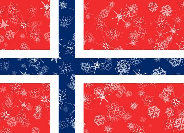 노르웨이 겨울 눈송이 플래그 — 스톡 사진