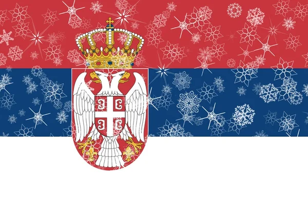 Serbia invierno bandera de copo de nieve —  Fotos de Stock