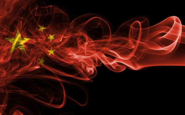 Čínské vlajky kouř — Stock fotografie