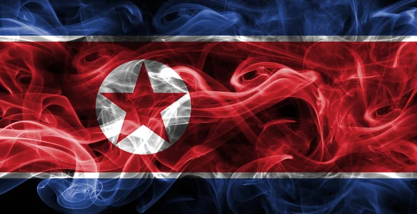 Bandeira nacional do fumo da Coreia do Norte — Fotografia de Stock