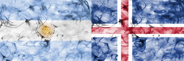 Argentina vs Iceland smoke flag — Stock Photo, Image