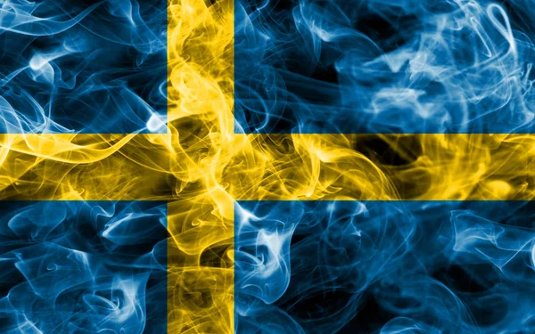 Sverige rök flagga — Stockfoto