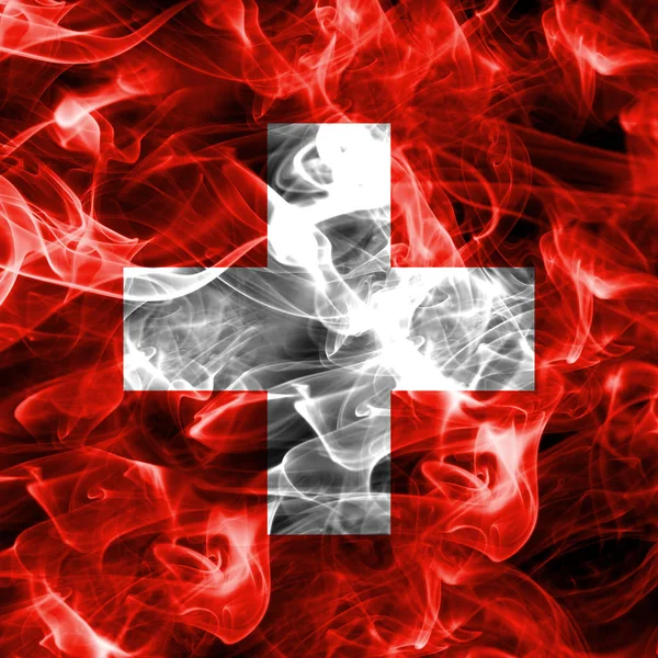 Suiza bandera de humo — Foto de Stock