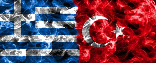 Greece and Turkey smoke flag