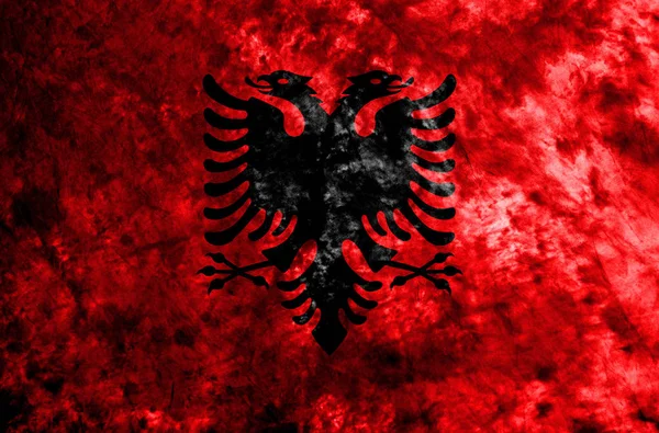 Bandera grunge Albania en pared sucia vieja —  Fotos de Stock