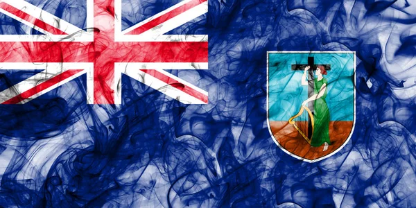 Bandera de humo Montserrat, Territorios Británicos de Ultramar, Gran Bretaña dep —  Fotos de Stock