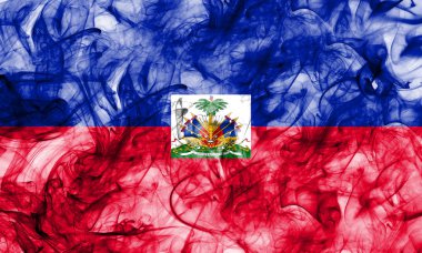 Beyaz bir arka plan üzerinde Haiti duman bayrak