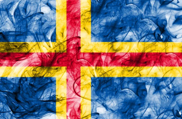 Aland dym flaga, flaga Finlandia terytorium zależne — Zdjęcie stockowe