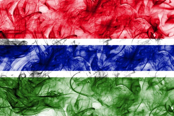 Bandera de humo de Gambia sobre fondo blanco —  Fotos de Stock