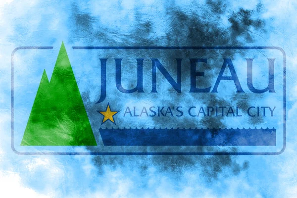 Juneau city grunge background flag, Alaska State, Estados Unidos da América — Fotografia de Stock