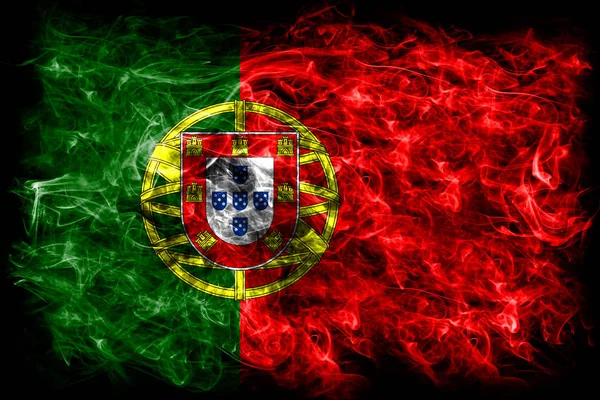 Portugal rook vlag op een zwarte achtergrond — Stockfoto