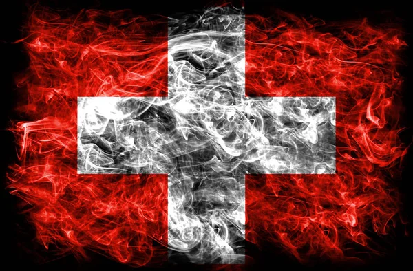 Schweiz rök flagga på en svart bakgrund — Stockfoto