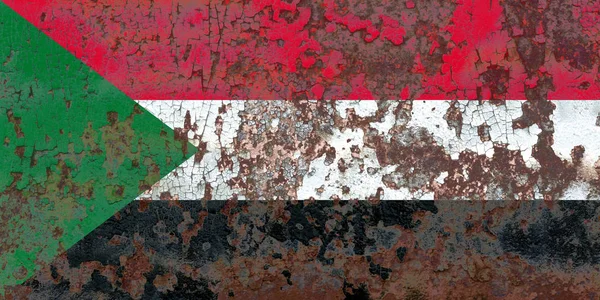 stock image Old Sudan grunge background flag