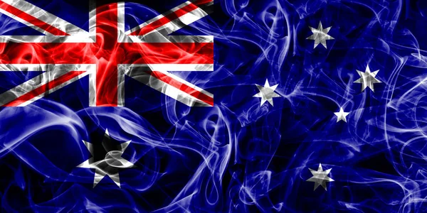 Australie drapeau de fumée sur un fond noir — Photo