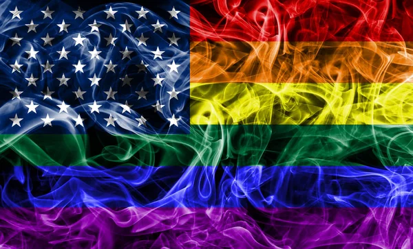 USA gay rök flagga, hbt USA flagga — Stockfoto