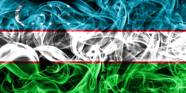 Uzbekistan smoke flag on a black background — Stock Photo, Image