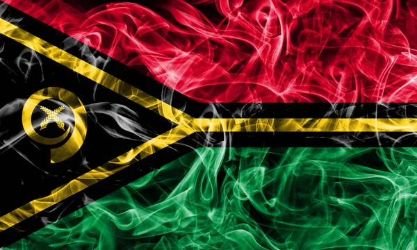 Vlajka Vanuatu kouře na černém pozadí — Stock fotografie