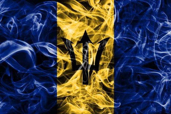 Barbados füst zászló egy fekete háttér — Stock Fotó
