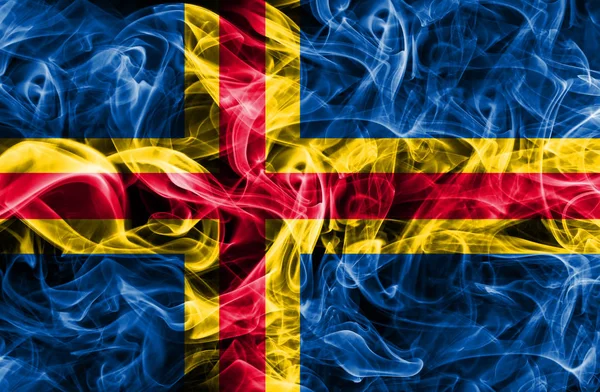 Aland smoke flag,Finland dependent territory flag — Stock Photo, Image