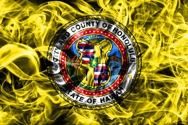 Honolulu city smoke flag, Hawaii State, Spojené státy americké — Stock fotografie