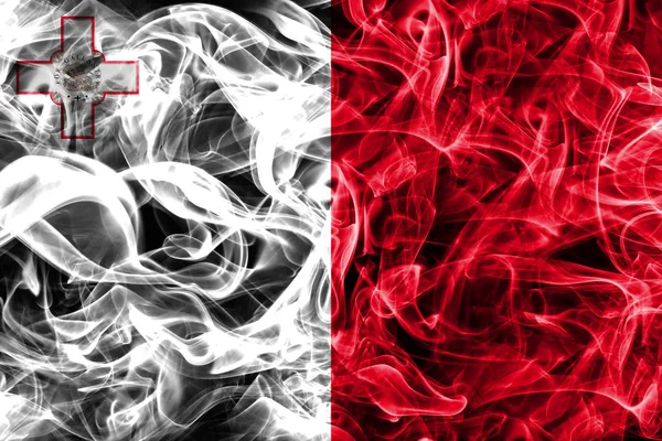 Malta smoke flag auf schwarzem Hintergrund — Stockfoto