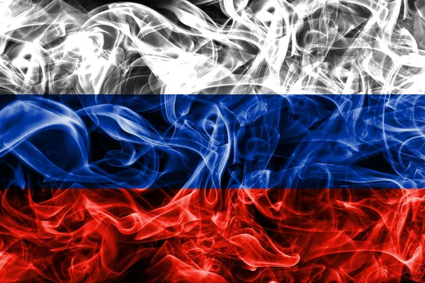 Прапор Росії диму на чорному тлі — стокове фото