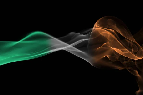 Ireland flag smoke on a black background — Stock Photo, Image