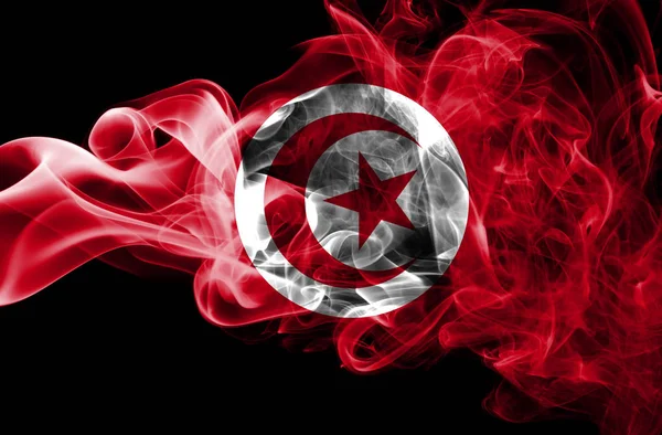 Tunus duman bayrağı siyah zemin — Stok fotoğraf