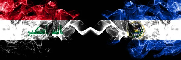 이라크 이라크 엘살바도르 Salvadorian Smoky Mystic Flags 색조의 누르스름 연기가 — 스톡 사진