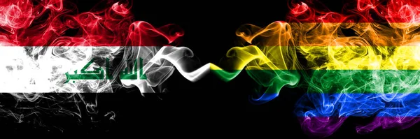 Irák Irák Gay Hrdost Kouřové Mystické Vlajky Umístěné Bok Boku — Stock fotografie