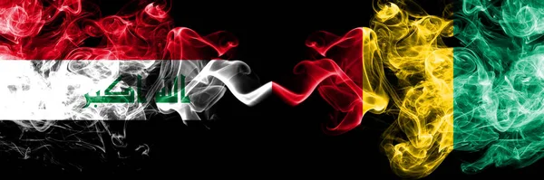 Iraq Iraqi Guinea Guinean Smoky Mystic Flags Placed Side Side — Stock Photo, Image