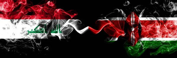 Irak Irak Kontra Kenia Kenijskie Mistyczne Flagi Umieszczone Obok Siebie — Zdjęcie stockowe