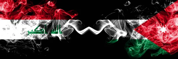 Iraq Iraqi Jordan Jordanian Smoky Mystic Flags Placed Side Side — Stock Photo, Image