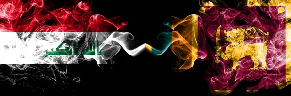 Iraque Iraque Sri Lanka Sri Lanka Bandeiras Místicas Fumegantes Colocadas — Fotografia de Stock